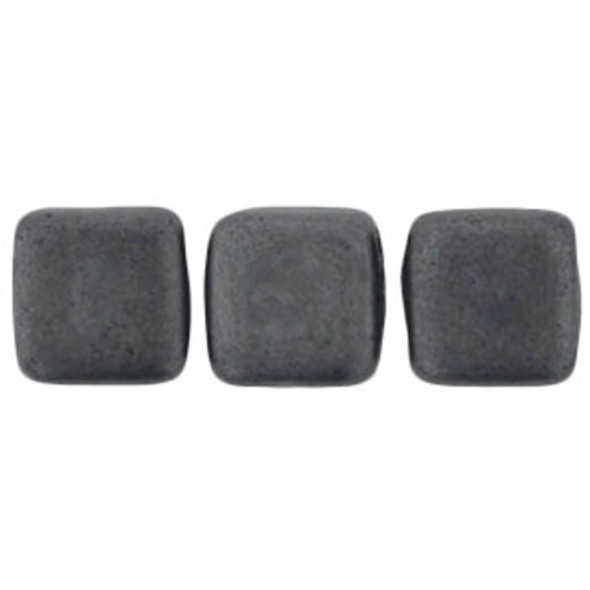 2-Hole TILE Beads 6mm MATTE HEMATITE