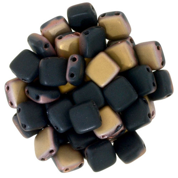 2-Hole TILE Beads 6mm CzechMates MATTE APOLLO JET