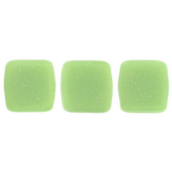 2-Hole TILE Beads 6mm SUEDED GOLD HONEYDEW
