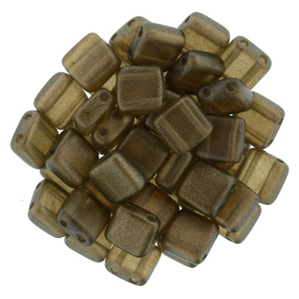 2-Hole TILE Beads 6mm CzechMates HALO BURNT UMBER