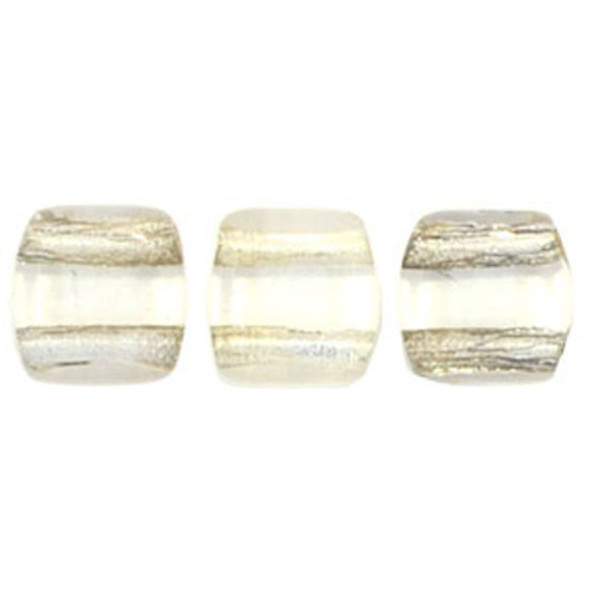 2-Hole TILE Beads 6mm CRYSTAL SILVER LINED