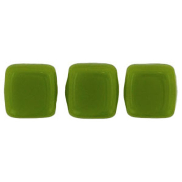 2-Hole TILE Beads 6mm OPAQUE OLIVE