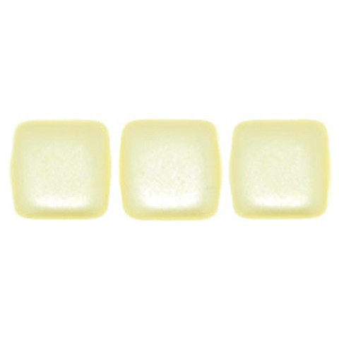2-Hole TILE Beads 6mm PEARL COAT CREAM