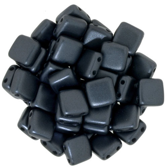 2-Hole TILE Beads 6mm CzechMates PEARL COAT CHARCOAL