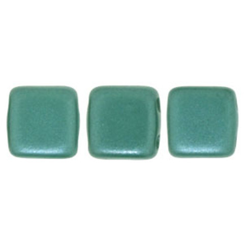 2-Hole TILE Beads 6mm PEARL COAT TEAL
