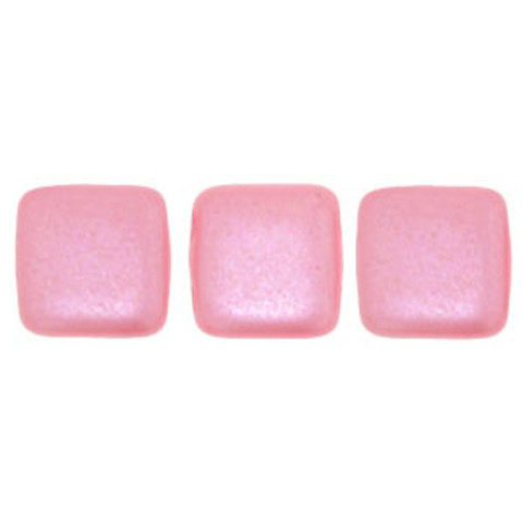 2-Hole TILE Beads 6mm PEARL COAT FLAMINGO