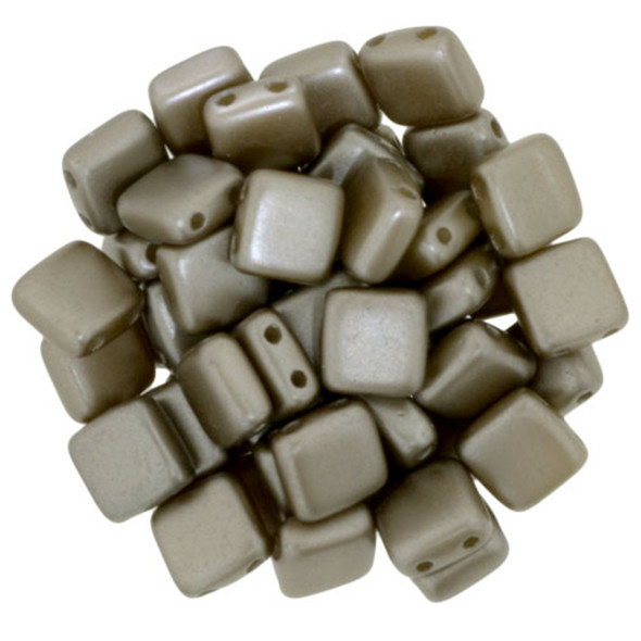 2-Hole TILE Beads 6mm CzechMates PEARL COAT BROWN SUGAR