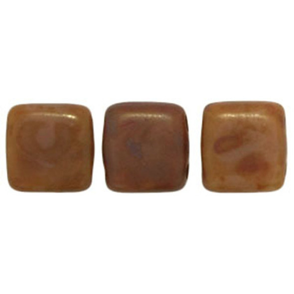2-Hole TILE Beads 6mm BROWN CARAMEL PICASSO