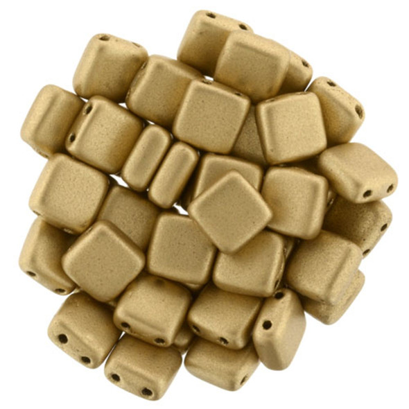 2-Hole TILE Beads 6mm CzechMates MATTE METALLIC FLAX