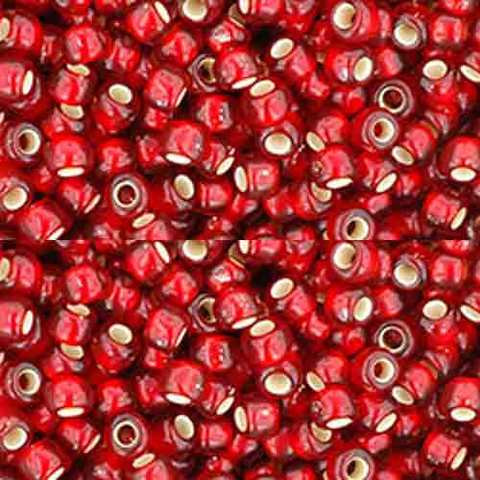 Toho ROUND 8/0 Seed Beads SILVER LINED FROSTED RUBY