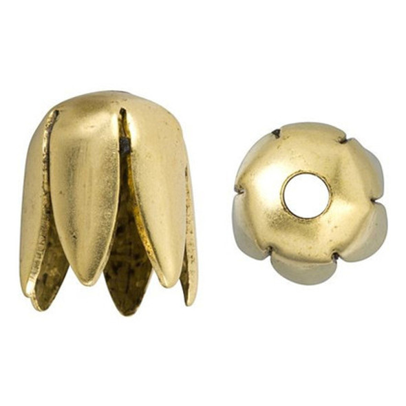 NUNN DESIGN Flower Petal Bead Cap 8mm Antique Gold Plated Brass