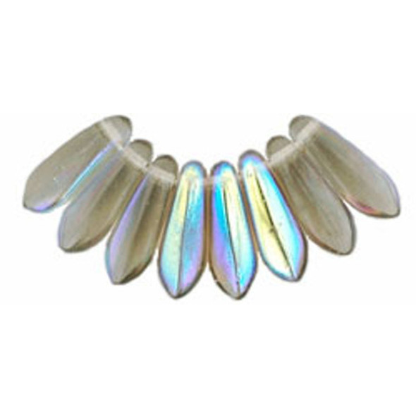 Czech Glass Dagger Beads 10x3mm BLACK DIAMOND AB Czech Glass Dagger Beads 10x3mm BLACK DIAMOND AB