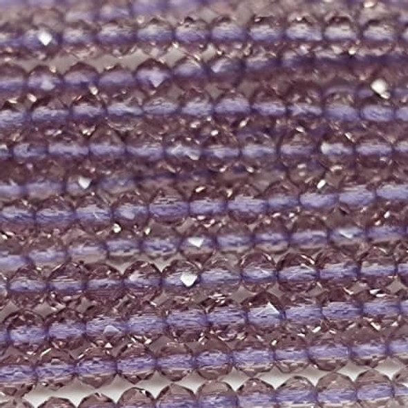 CRYSTAL QUARTZ VIOLET 2mm Micro-Faceted & Coated Gemstone Beads