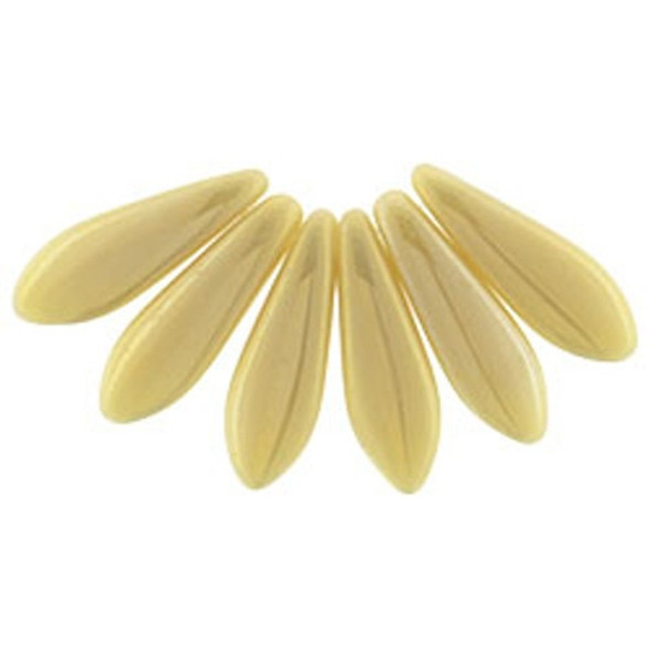 Czech Glass Dagger Beads 16x5mm LUSTER IRIS OPAQUE BEIGE