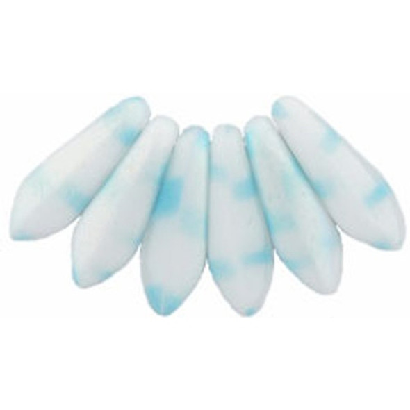 Czech Glass Dagger Beads 16x5mm MATTE WINTER MINT TWIST AB