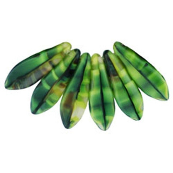 Czech Glass Dagger Beads 16x5mm OPAQUE YELLOW JET