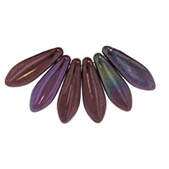 Czech Glass Dagger Beads 16x5mm LUSTER METALLIC AMETHYST