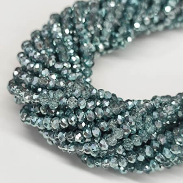 CH-3X2DKMESA-Chinese Crystal Rondelle Beads DK. METALLIC SAGE.