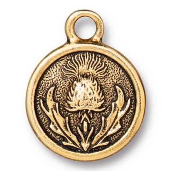 TierraCast CHARM-Thistle-Antiqued Gold Plated