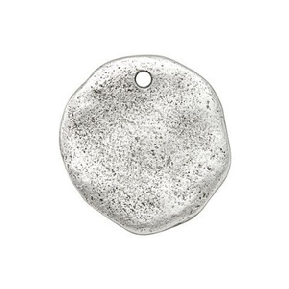 NUNN DESIGN Large Organic Circle Tag Charm Antique Silver Plated