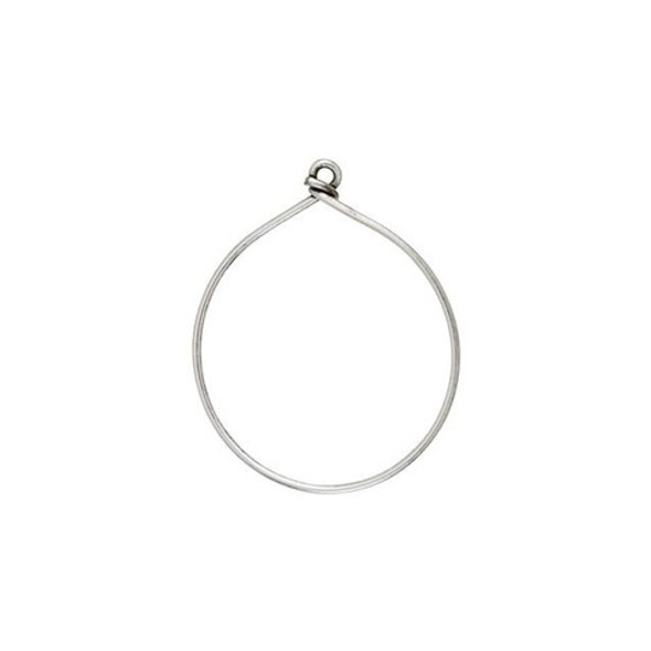 NUNN DESIGN Large Wire Frame Hoop Pendant Antique Silver Plated Brass