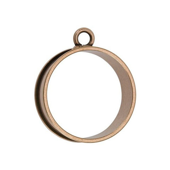 NUNN DESIGN Large Open Bezel Deep Channel Large Circle Pendant Antique Copper Plated Pewter