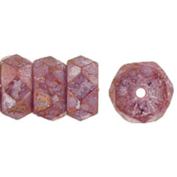 Rondelle 6x3mm Czech Glass Beads LUSTER STONE PINK