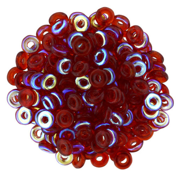 Czech Glass O Beads 1x4mm RUBY AB Czech Glass O Beads 1x4mm RUBY AB