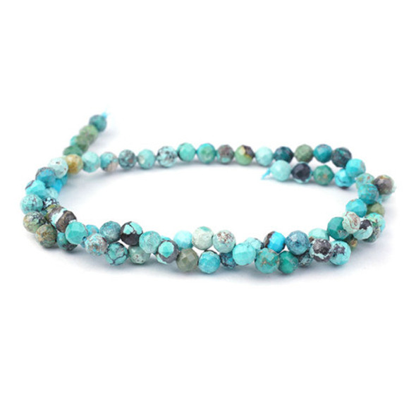 Dakota Stones HUBEI TURQUOISE LIGHT BLUE MATRIX 5mm Round Faceted Beads