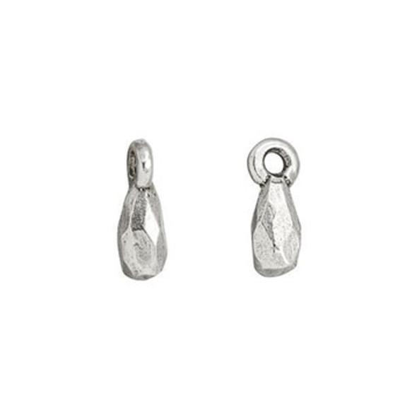 NUNN DESIGN Faceted Bead Drop Charm Antique Silver Plated Pewter