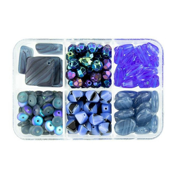 Czech Glass Beads Mix BLUEBERRY ICE CREAM Recipe Box