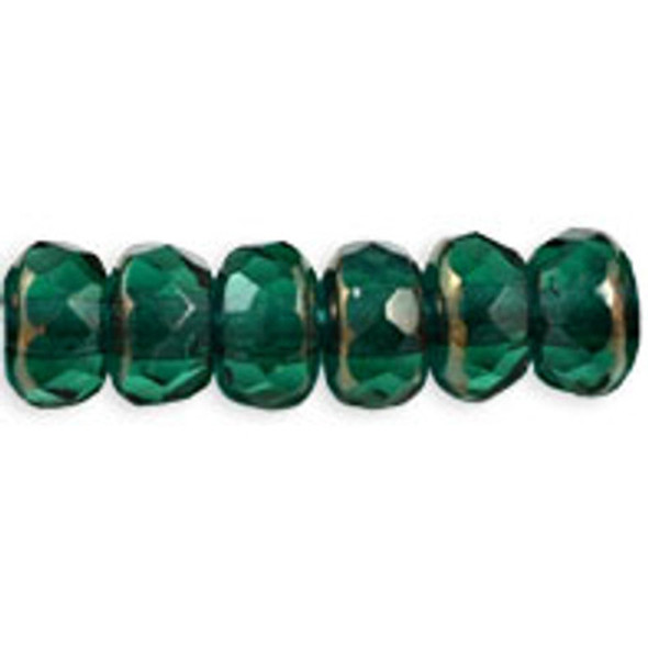 Czech Glass Beads Gemstone Rondelles COPPER EMERALD 5x3mm