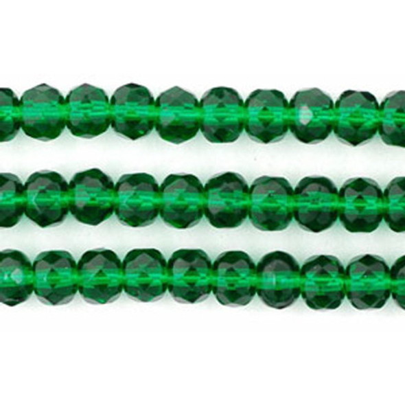 Czech Glass Beads Gemstone Rondelles EMERALD 5x4mm