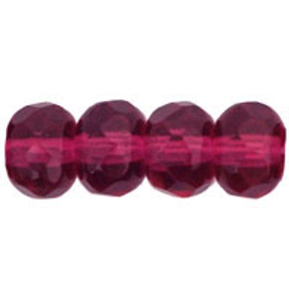 Czech Glass Beads Gemstone Rondelles FUCHSIA 6x4mm