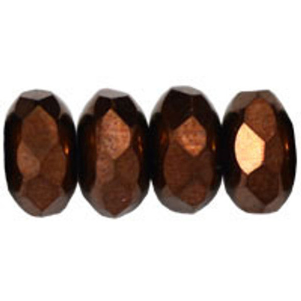 Czech Glass Beads Gemstone Rondelles DK BRONZE 6x4mm