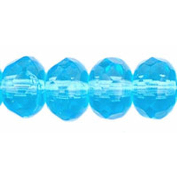 Czech Glass Beads Gemstone Rondelles AQUAMARINE 7x5mm
