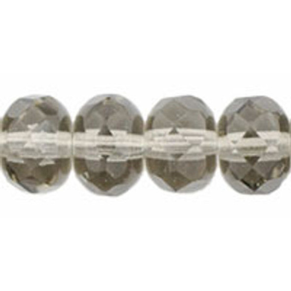 Czech Glass Beads Gemstone Rondelles BLACK DIAMOND 7x5mm