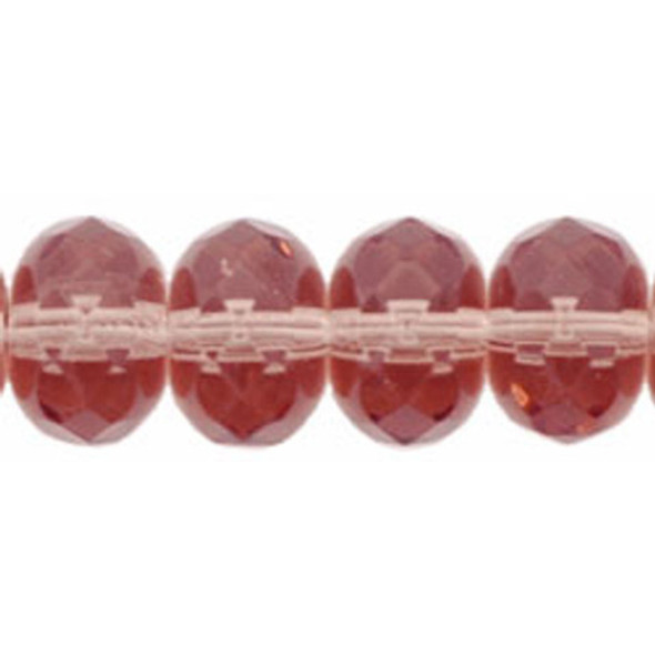 Czech Glass Beads Gemstone Rondelles FRENCH ROSE 9x6mm