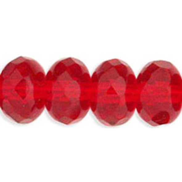 Czech Glass Beads Gemstone Rondelles SIAM RUBY 9x6mm