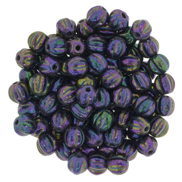 Czech Glass Melon Beads IRIS PURPLE 5mm