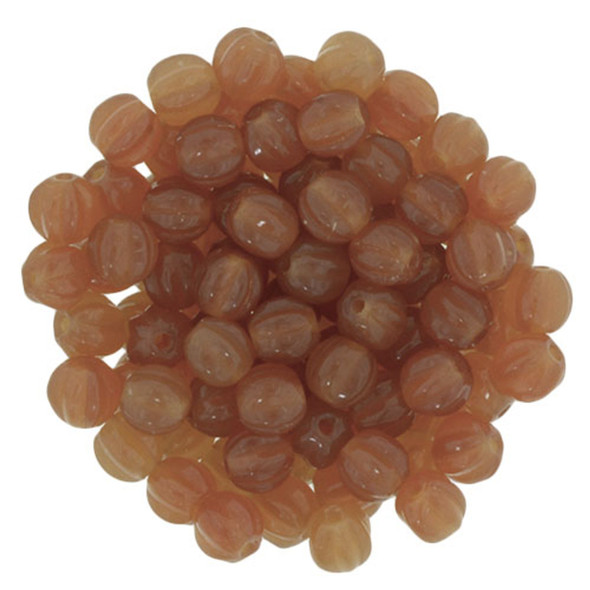 Czech Glass Melon Beads MILKY CARAMEL 5mm