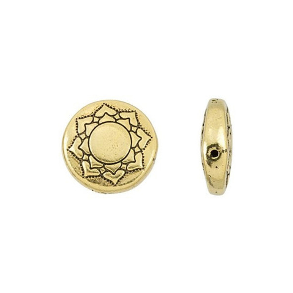 TierraCast PUFFED BEAD-Lotus-Antiqued Gold Plated