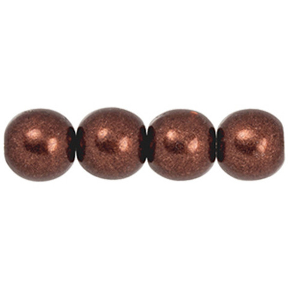 Czech Glass DRUK Beads 6mm Round SATURATED METALLIC CHICORY COFFEE