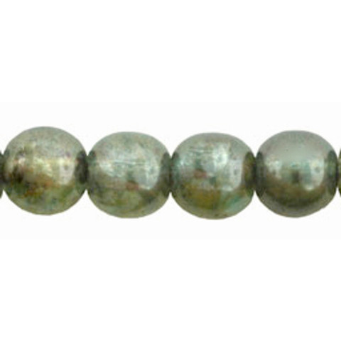 Czech Glass DRUK Beads 6mm Round LUSTER TRANSPARENT GREEN