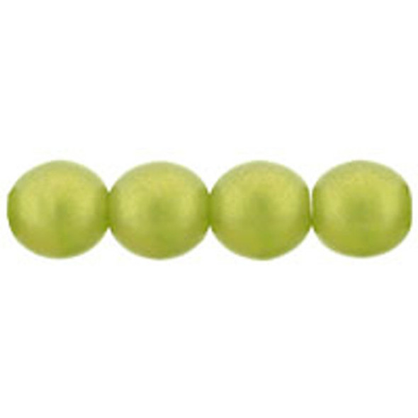 Czech Glass DRUK Beads 6mm Round SUEDED GOLD OLIVINE