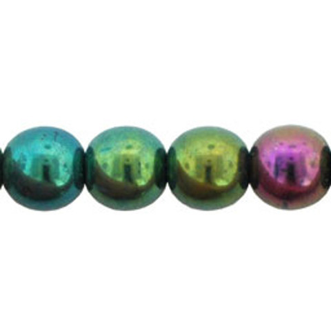 Czech Glass DRUK Beads 6mm Round IRIS GREEN