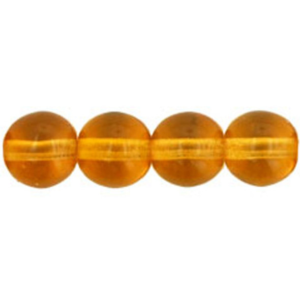 Czech Glass DRUK Beads 6mm Round MED TOPAZ