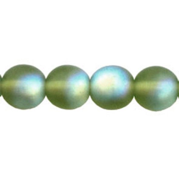 Czech Glass DRUK Beads 6mm Round MATTE OLIVINE AB