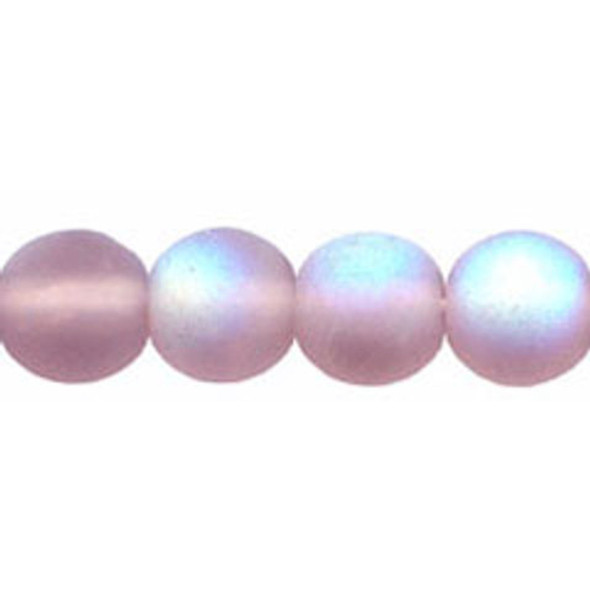 Czech Glass DRUK Beads 6mm Round MATTE LT AMETHYST AB