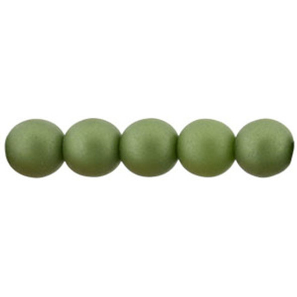 Czech Glass Pearls Round MATTE OLIVE